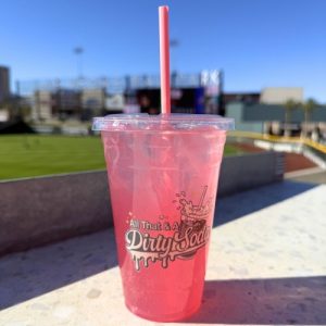 All That & A Dirty Soda Pink dirty soda from All That & A Dirty Soda served at Las Vegas Ballpark in Las Vegas, NV.