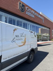 Van in front of building